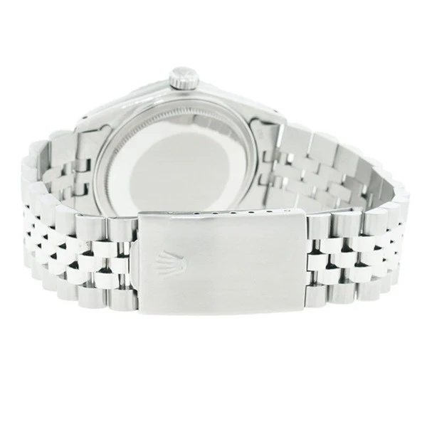 Pre-owned Rolex Men's Stainless Steel Datejust Watch Silver Dial 18k White Gold Bezel