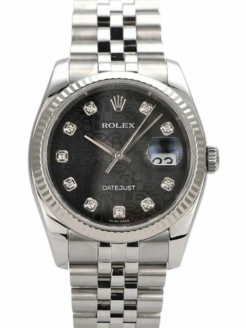 Rolex Datejust 36 Edelstahl Weißgold 116234 Schwarz J Diamant Jubile-Band