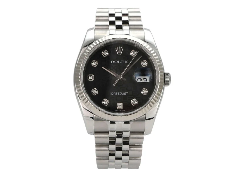Rolex Datejust 36 Edelstahl Weißgold 116234 Schwarz J Diamant Jubile-Band