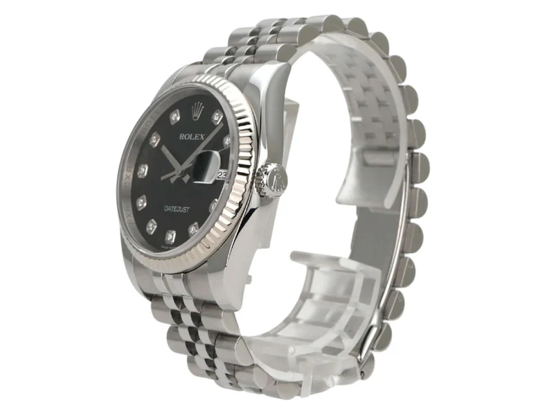 Rolex Datejust 36 Edelstahl Weißgold 116234 Schwarz J Diamant Jubile-Band