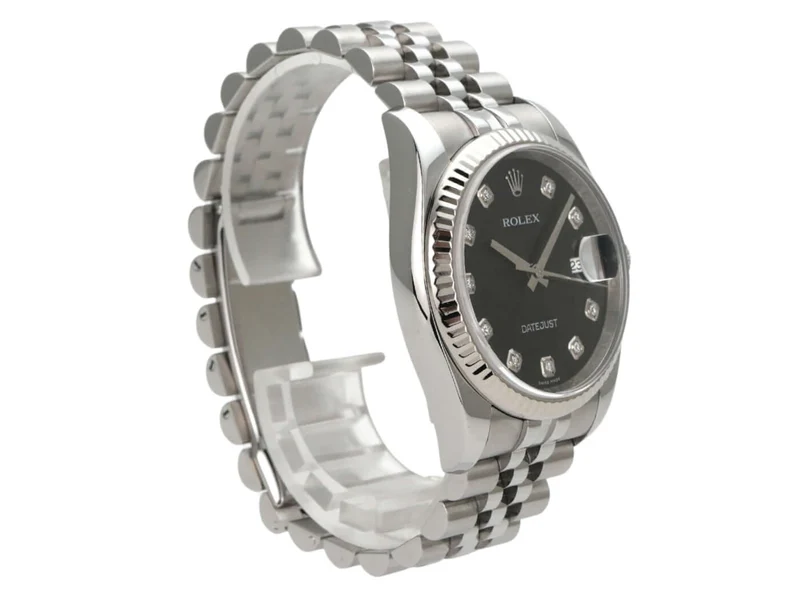 Rolex Datejust 36 Edelstahl Weißgold 116234 Schwarz J Diamant Jubile-Band
