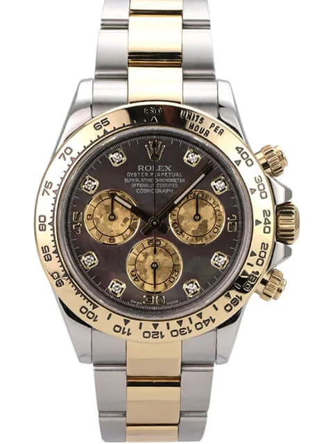 Rolex Daytona Edelstahl Gelbgold 116503 Dunkles Perlmutt Diamant