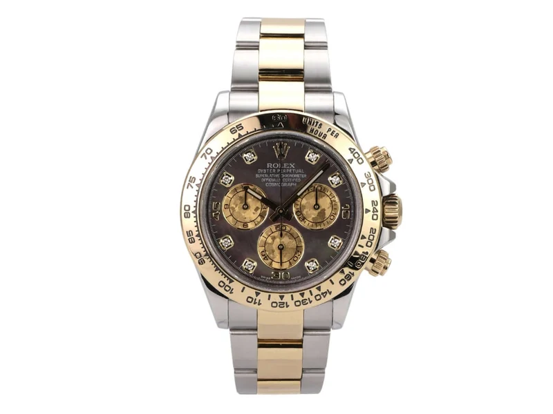 Rolex Daytona Edelstahl Gelbgold 116503 Dunkles Perlmutt Diamant