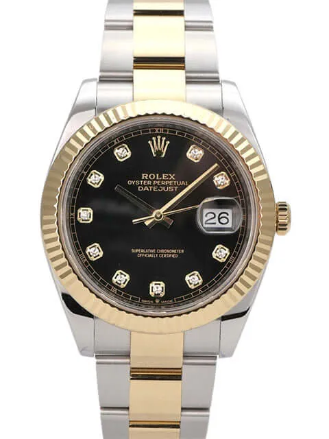Rolex Datejust 41 Edelstahl Gelbgold 126333 Schwarz Diamant