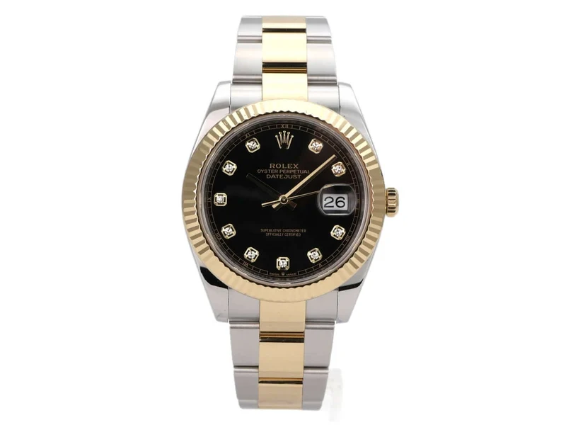 Rolex Datejust 41 Edelstahl Gelbgold 126333 Schwarz Diamant