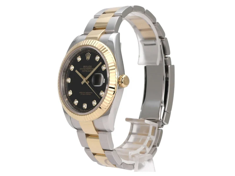 Rolex Datejust 41 Edelstahl Gelbgold 126333 Schwarz Diamant