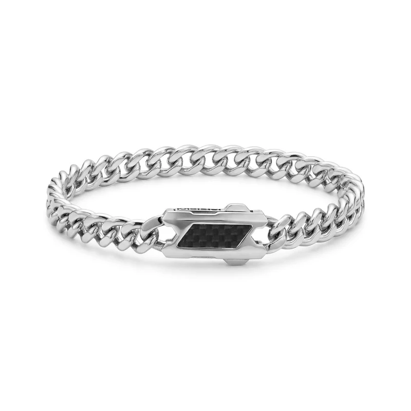7-mm-Armband aus Carbonfaser mit kubanischen Gliedern