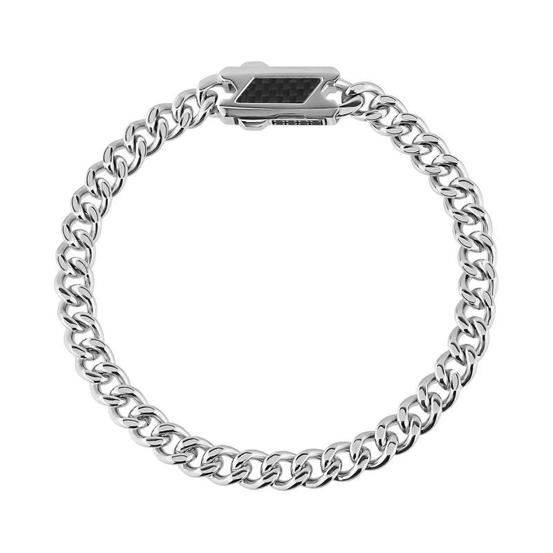 7-mm-Armband aus Carbonfaser mit kubanischen Gliedern