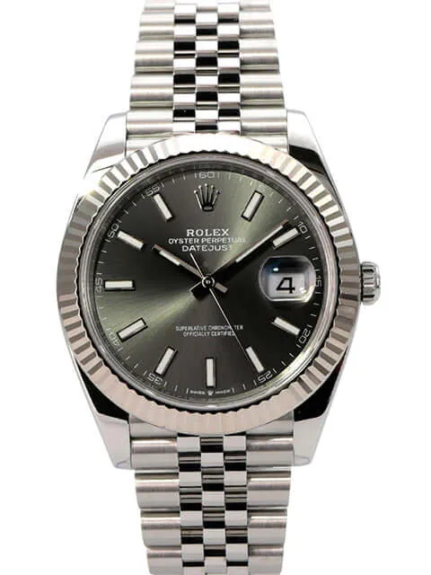 Rolex Datejust 41 Edelstahl Weißgold 126334 Rhodium Jubile-Band