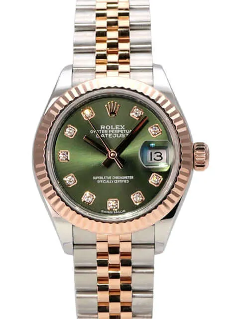 Rolex Datejust 28 Stahl Everose‑Gold 279171 Olive Dia Jubile-Band