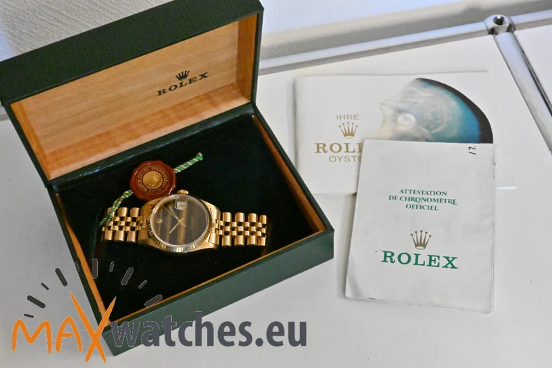Rolex Oyster Perpetual Datejust 18k Yellow Gold 16018 Tiger Eye LC100 Tigerauge
