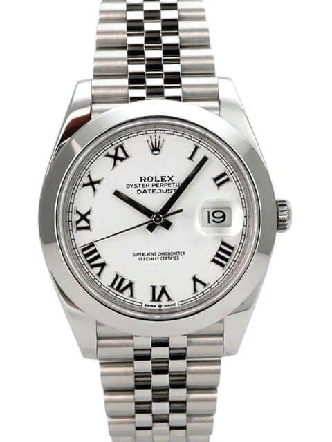 Rolex Datejust 41 Oystersteel 126300 Weiß Römisch Jubile-Band