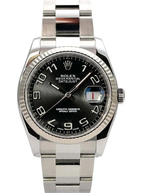Rolex Datejust 36 Edelstahl Weißgold 116234 Schwarz Arabisch
