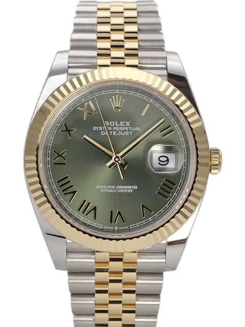 Rolex Datejust 41 Edelstahl Gelbgold 126333 Olivegrün Jubile-Band