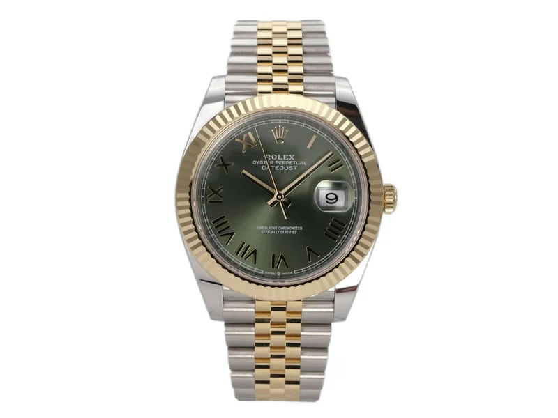 Rolex Datejust 41 Edelstahl Gelbgold 126333 Olivegrün Jubile-Band