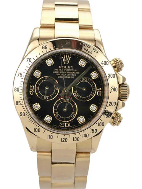 Rolex Cosmograph Daytona 116528 Gelbgold Schwarz Diamant