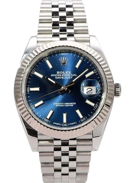 Rolex Datejust 41 Edelstahl Weißgold 126334 Blau Jubile-Band