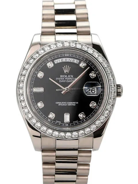 Rolex Day-Date II 218239 Weißgold Schwarz Diamant