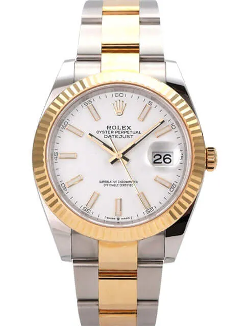 Rolex Datejust 41 Edelstahl Gelbgold 126333 Weiß