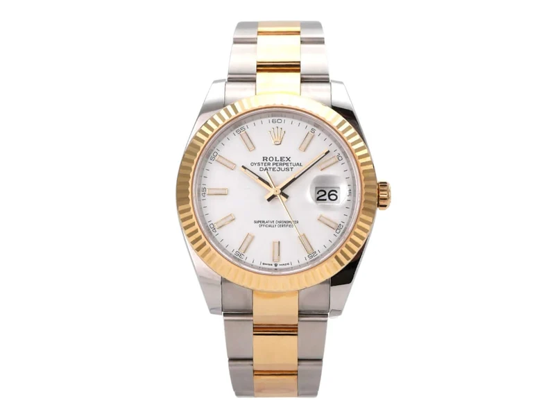 Rolex Datejust 41 Edelstahl Gelbgold 126333 Weiß