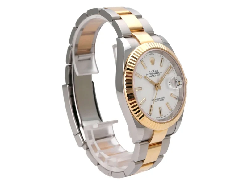 Rolex Datejust 41 Edelstahl Gelbgold 126333 Weiß