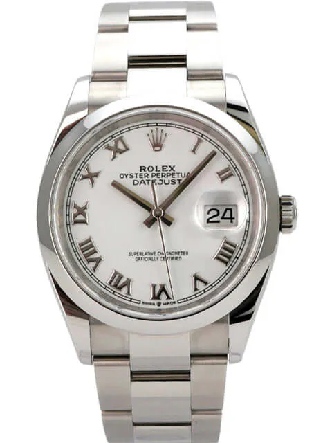 Rolex Datejust 36 Oystersteel 126200 Weiß Römisch