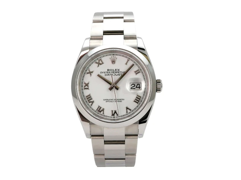 Rolex Datejust 36 Oystersteel 126200 Weiß Römisch