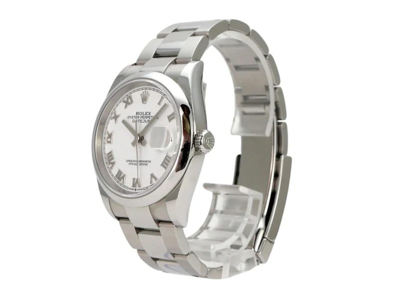 Rolex Datejust 36 Oystersteel 126200 Weiß Römisch