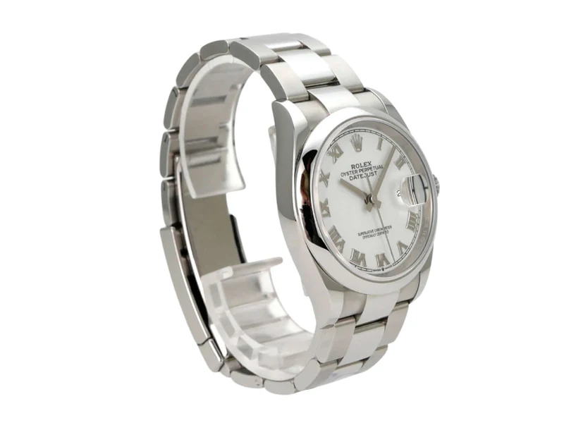 Rolex Datejust 36 Oystersteel 126200 Weiß Römisch