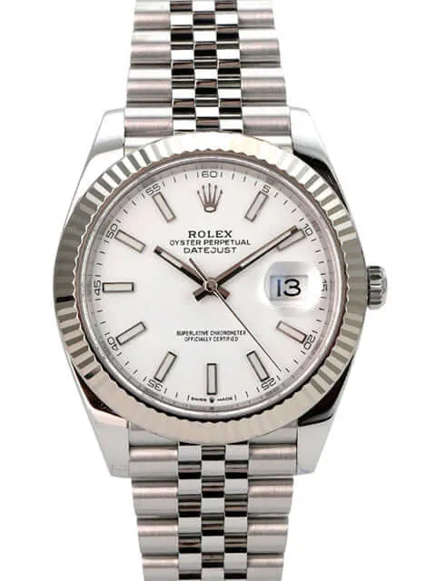 Rolex Datejust 41 Edelstahl Weißgold 126334 Weiß Jubile-Band
