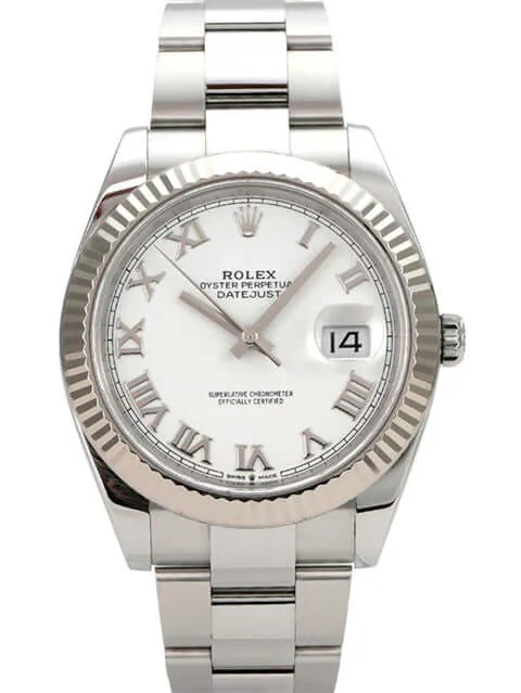 Rolex Datejust 41 Edelstahl Weißgold 126334 Weiß Römisch