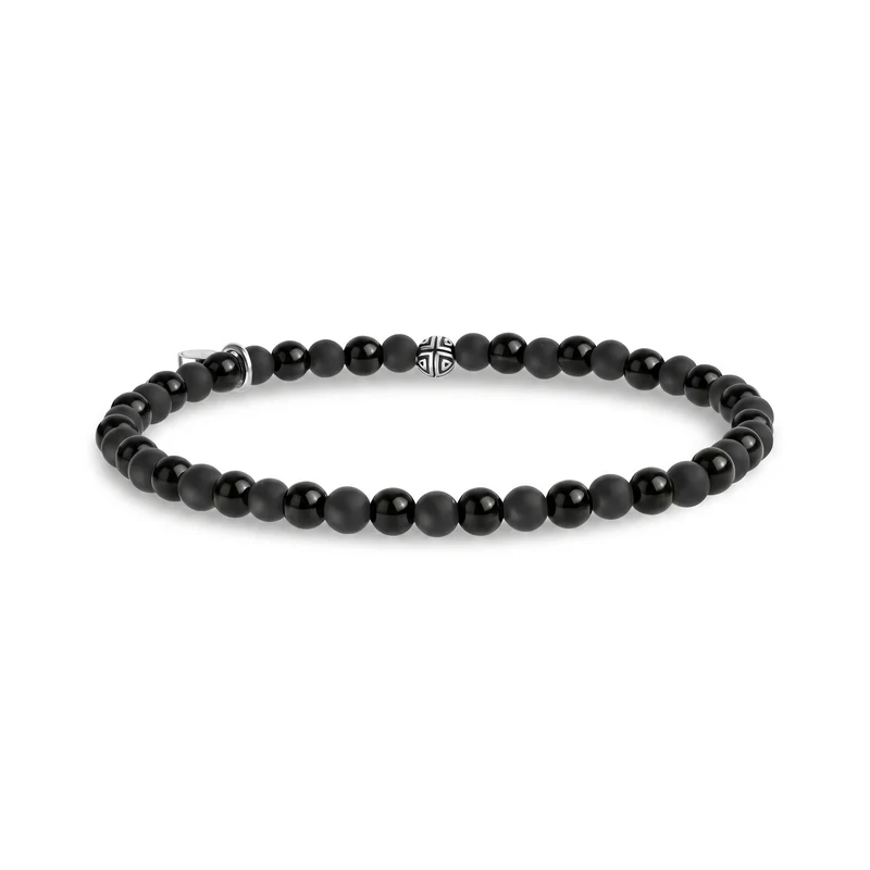 Armband aus schwarzen Mischperlen, 4 mm