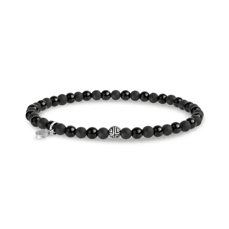 Armband aus schwarzen Mischperlen, 4 mm