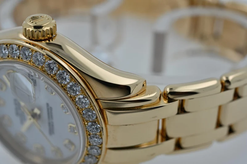 Rolex Oyster Pearlmaster 18k Factory Diamond Dial Bezel 80298 29mm LC100 Full Set
