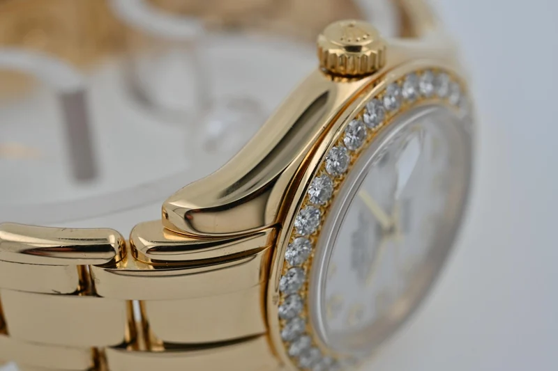 Rolex Oyster Pearlmaster 18k Factory Diamond Dial Bezel 80298 29mm LC100 Full Set