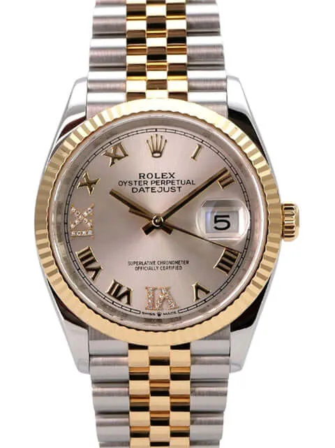 Rolex Datejust 36 Edelstahl Gold 126233 Silber R Diamant Jubile-Band