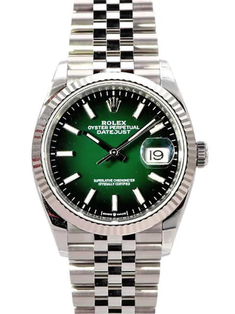 Rolex Datejust 36 Oystersteel Weißgold 126234 Grün Ombre Jubile-Band