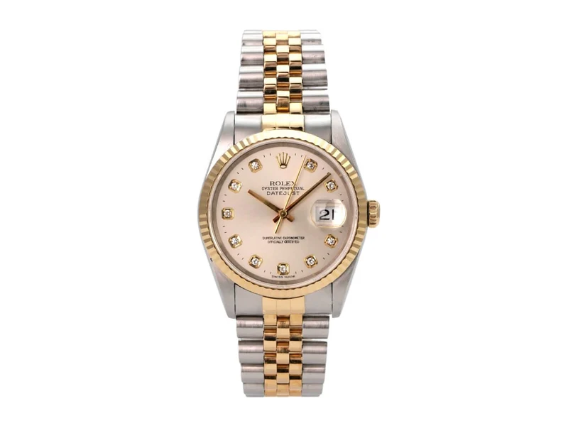 Rolex Datejust 36 Edelstahl Gelbgold 16233 Silber Diamant Jubile-Band