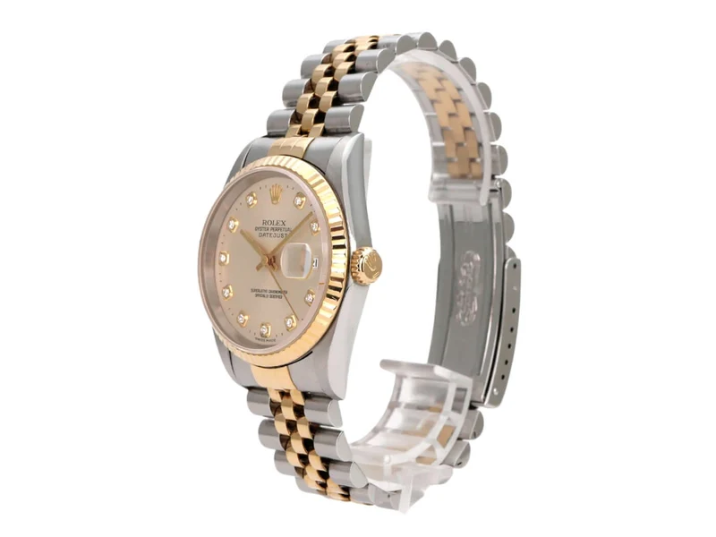 Rolex Datejust 36 Edelstahl Gelbgold 16233 Silber Diamant Jubile-Band