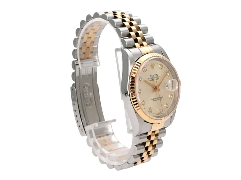 Rolex Datejust 36 Edelstahl Gelbgold 16233 Silber Diamant Jubile-Band