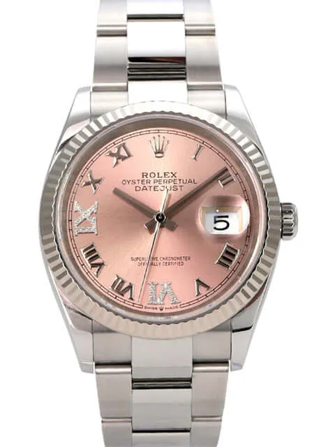 Rolex Datejust 36 Oystersteel Weißgold 126234 Pink Römisch Diamant