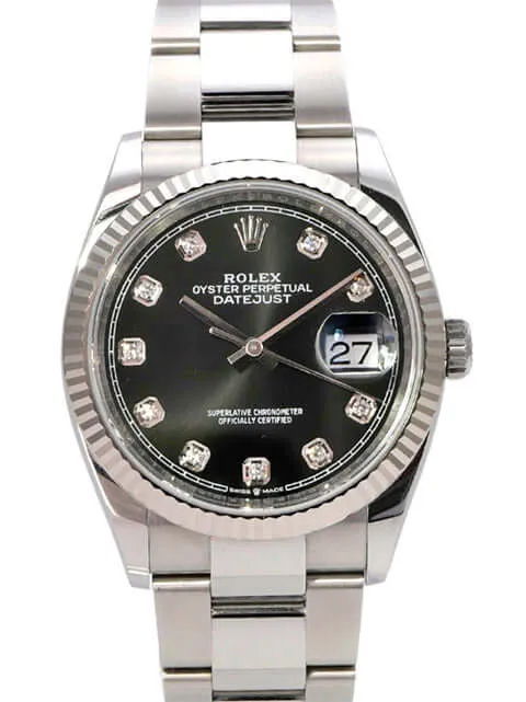Rolex Datejust 36 Oystersteel Weißgold 126234 Schwarz Diamant