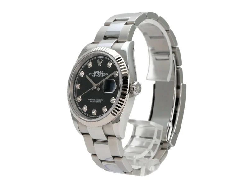 Rolex Datejust 36 Oystersteel Weißgold 126234 Schwarz Diamant