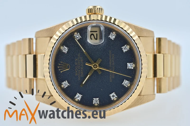 Rolex Datejust Medium 18k Gelb Yellow Gold 68278 Diamond Dial Jubilee