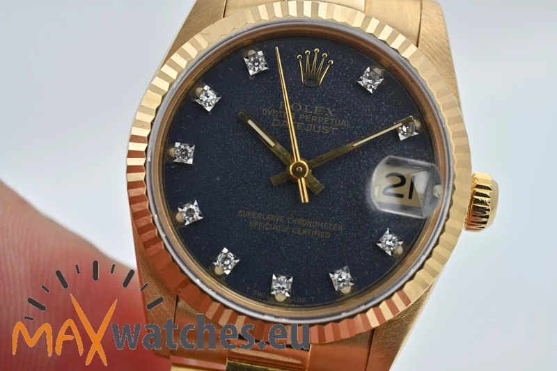 Rolex Datejust Medium 18k Gelb Yellow Gold 68278 Diamond Dial Jubilee