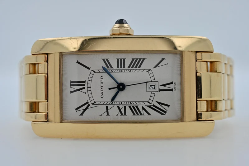 Cartier Tank Americaine XL 18k Yellow Gold 1725 Großes Modell Service 2023 120g