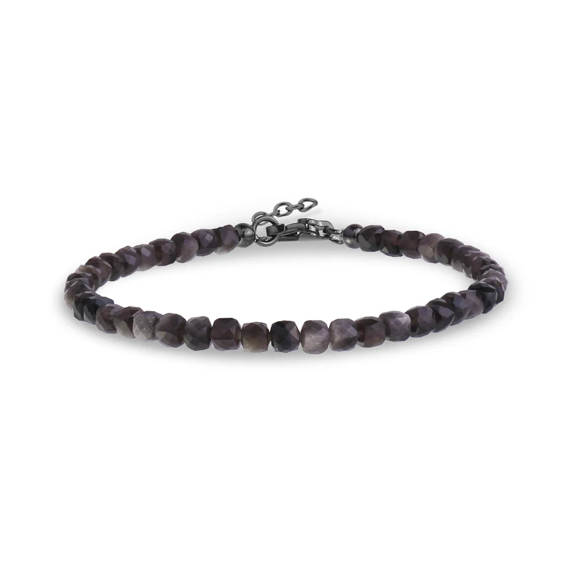 Facettiertes Obsidian-Steinarmband