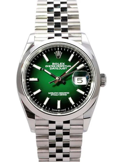 Rolex Datejust 36 Oystersteel 126200 Grün Ombre Jubile-Band