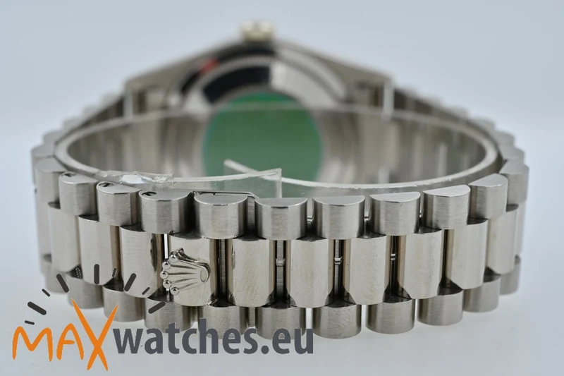 Rolex Oyster Perpetual Day Date 36 18k White Gold Weißgold Diamond Dial Bezel 18349