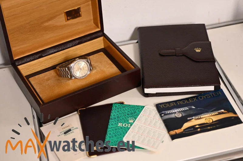 Rolex Oyster Perpetual Day Date 36 18k White Gold Weißgold Diamond Dial Bezel 18349